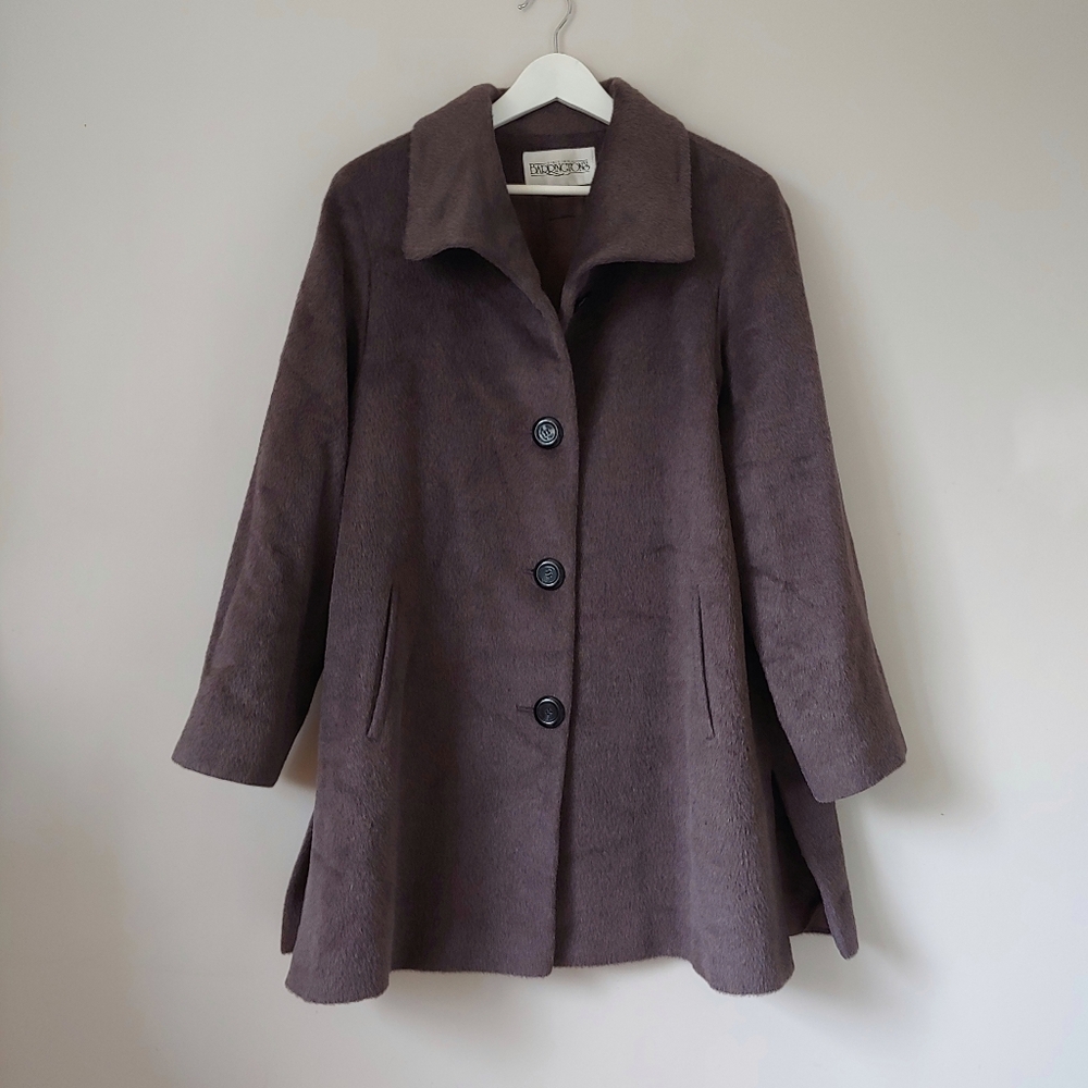 Barrington's Vintage Baby Llama Wool Coat Size 14 Grey Union Label